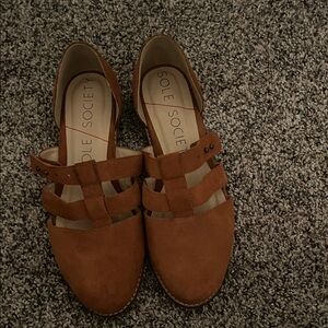 Sole Society Women's Brown Strappy Flats